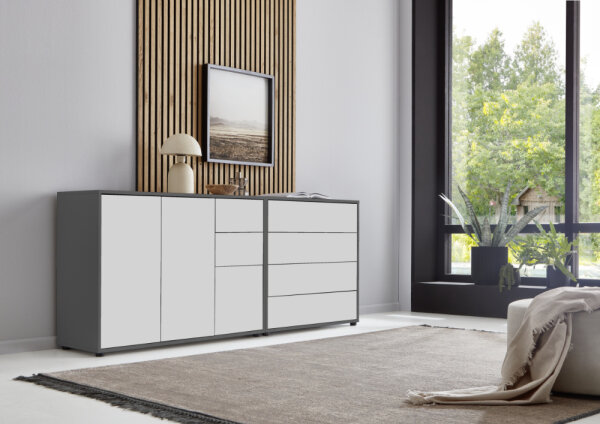 BMG Möbel Sideboard »Mailand Set 9«, grifflos, Korpus in Anthrazit und Fronten in Weiß