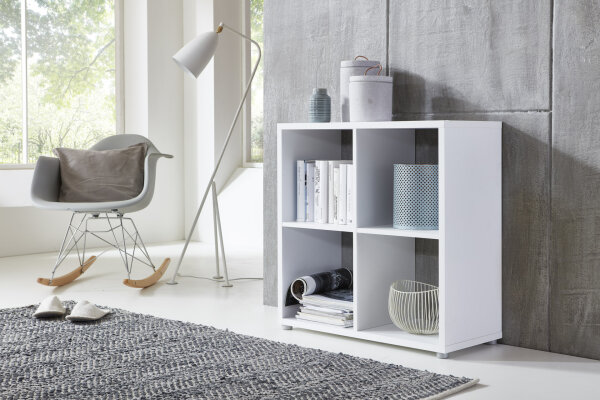 BMG Möbel Standregal, NIZZA, Aktenregal, Würfelregal, Raumteiler, 4 Fächer, weiß